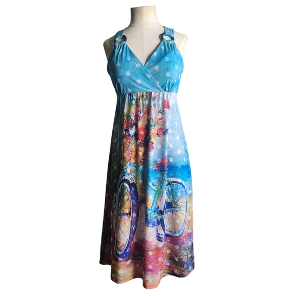 Leoma Lovegrove Bicycle Print "Art to Wear" Dress Size Small - Picture 1 of 16